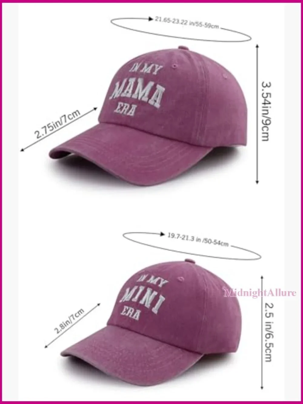 Mommy and Me Matching Baseball Caps Set Adjustable Cotton Embroidered Era Hats